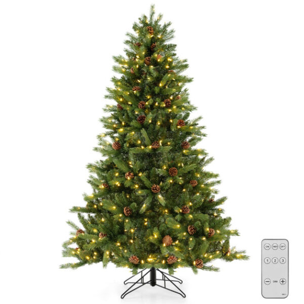Coast 180 cm künstlicher Weihnachtsbaum mit 3 Lichtmodi und Timer - Realistischer Schnee-Look und Tannenzapfen Weihnachten