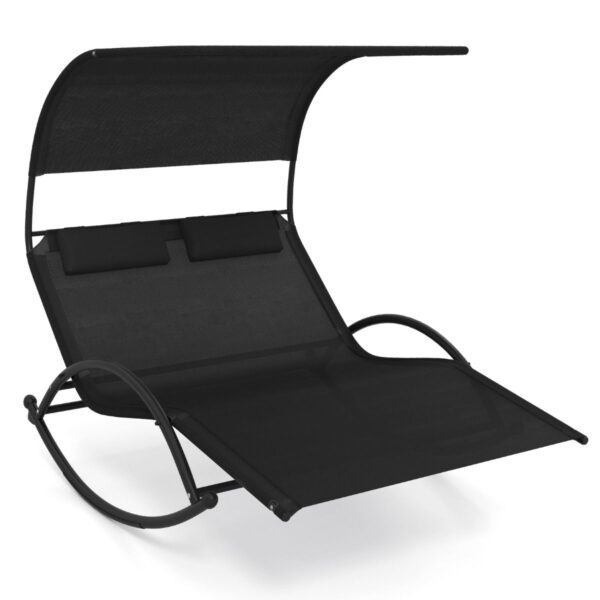 Coast 2-Personen-Schaukelstuhl mit Sonnendach - 182 x 137 x 165 cm - Schwarz Haus & Garten