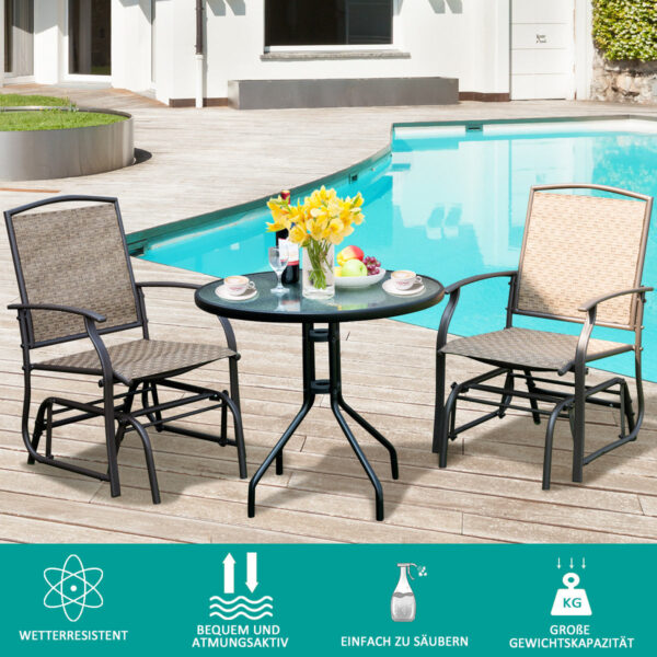 Coast 2 schommelstoelen tuinmeubilair met metalen frame 58 x 70 x 94 cm bruin Vertaald