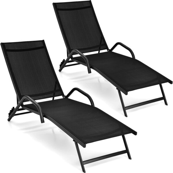 Coast 2 Set aus 5 verstellbaren Terrassenstühlen mit atmungsaktivem Stuhl für draußen schwarz Haus & Garten