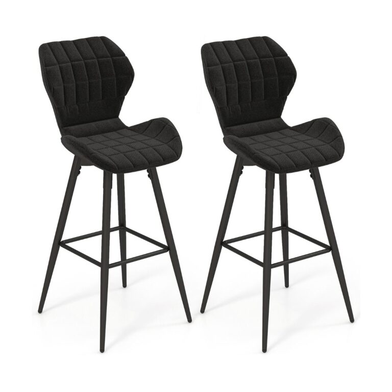 Coast 2er Set Barhocker 51x48x104 cm Schwarz - Gepolsterte Thekensitze mit Rückenlehne