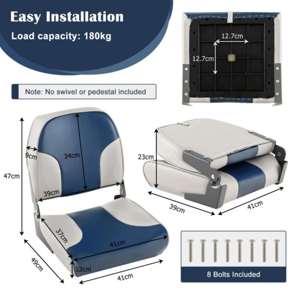 Coast 2er Set faltbare Bootsstühle mit niedriger Rückenlehne - Blau Hobby & Sport