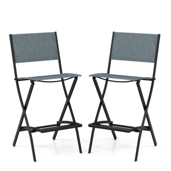coast 2er Set klappbarer Barhocker für den Außenbereich - Sitzhöhe 71 cm - 46×57×102 cm (aufgeklappt) / 46×10×115 cm (zusammengeklappt) - Blau - Tragkraft 150 kg Haus & Garten