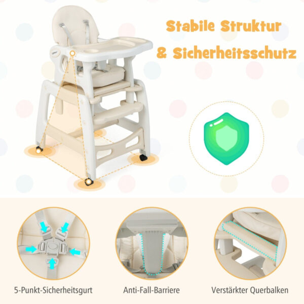 Coast 3 in 1 babystoel Hoge stoel & eetstoel & kinderzitje Groep 62 x 51 x 104 cm Beige Vertaald