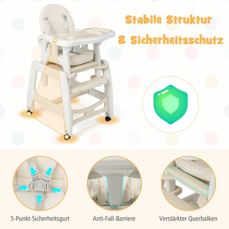 Coast 3 in 1 babystoel Hoge stoel & eetstoel & kinderzitje Groep 62 x 51 x 104 cm Beige Vertaald