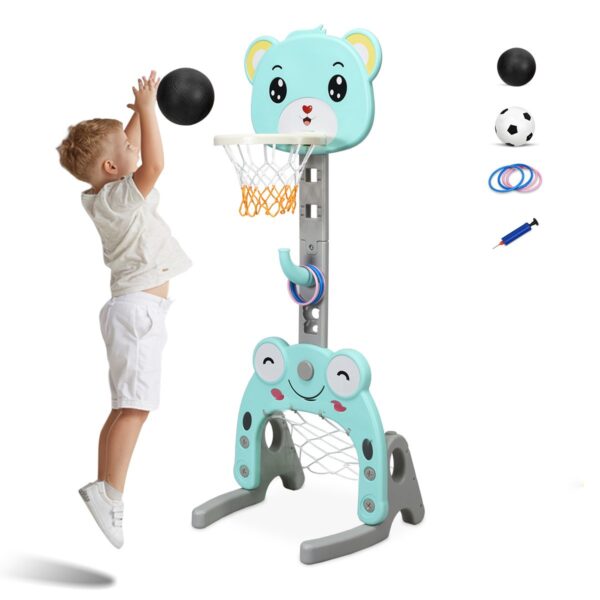 Coast 3-in-1 Verstellbarer Basketballständer Spielset 54x48.5x133-158 cm - Hellblau/Grau - Basketball