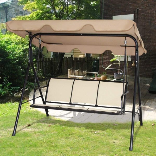 Coast 3 pesoon Swing Bank - Stahl - 173 x 119 x 152 cm - Schwarz / Braun Haus & Garten