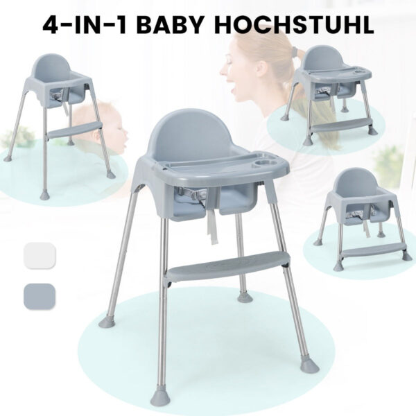 Coast 4 in 1 Babyhochstuhl aus PP & Edelstahl Hochstuhl umbaubar mit herausnehmbarer Doppelschublade grau Vertaald