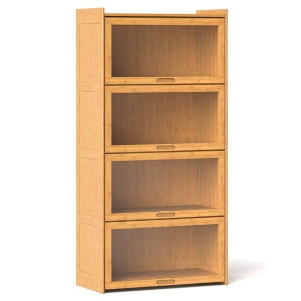 Coast 4-stöckiges Bambus Bücherregal 140 cm mit Türen