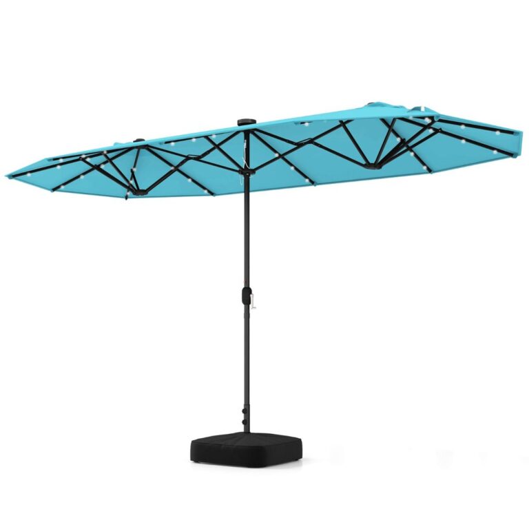 Coast 400 x 200 cm Doppelter Garten-Sonnenschirm mit LED auf Solarenergie - Türkis Haus & Garten