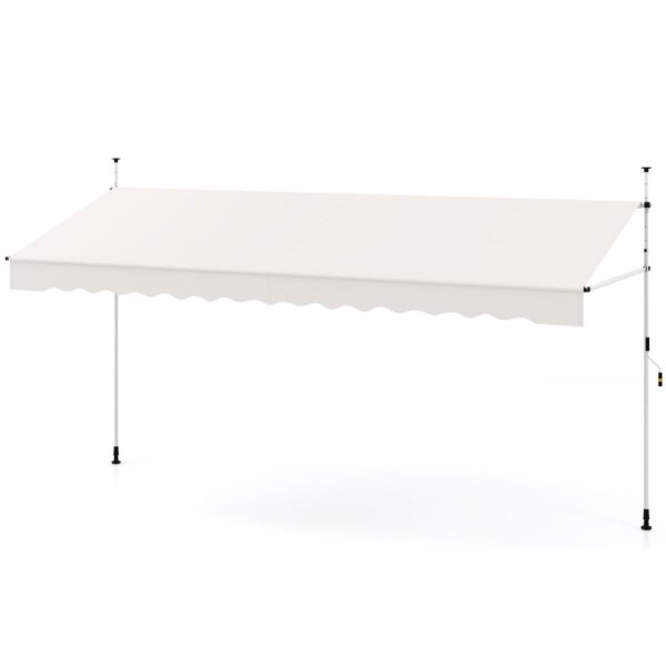 Coast 400x120/135/150x210-300 cm Weiße Balkonmarkise ohne Bohrung mit Handglocke - höhenverstellbarer Klemm-Sonnenschirm Haus & Garten