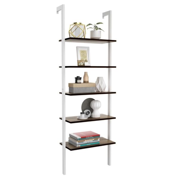 Coast 5-Layer Ladder Shelf Bookcase 61x30x183 cm Weiß - Platzsparendes Aufbewahrungs- und Präsentationsregal Wohnen & Kochen