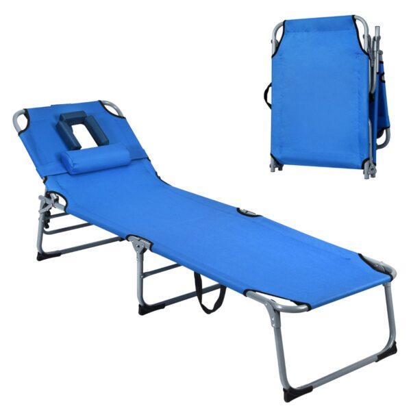 Coast 5-Position Folding Lounge Chair - 194x60x36-86 cm - Blau - Oxford Fabric - 150 kg Tragfähigkeit Haus & Garten