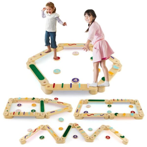 Coast Balance Beam Set - Trittsteine - Max 60Kg - Holz - 58x9.5x3cm - Mehrfarbig Hobby & Sport