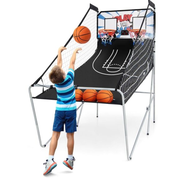 Coast - Basketball Spielgerät - inkl. 4 Basketbällen & aufblasbarer Pumpe - Punktzähler - 2 Körbe - 207 x 108 x 205 cm - Schwarz Vertaald