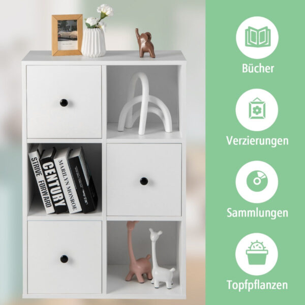 Coast Cabinet met 6 compartimenten GRATIS AFBEELDIG OPSLAG PLANK MET 3 DICE 60 X 30 X 89 CM WIT Vertaald