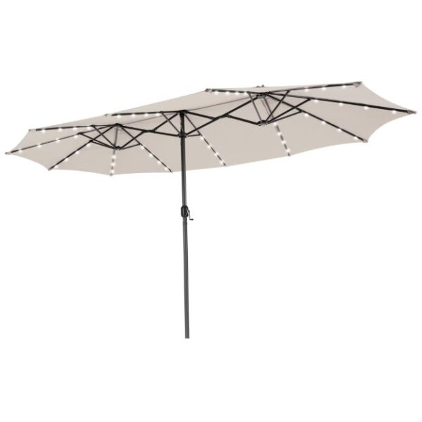 Coast Doppelseitiger Terrassen-Sonnenschirm 470 x 280 cm Beige - mit LED-Beleuchtung