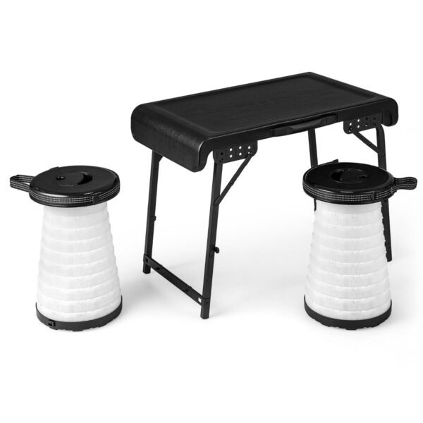 Coast draagbare vouwtabel met 2 LED Teleskophockers campingtafel en hoogte -verstelbare ontlasting tot 200 kg veerkrachtig Hobby & Sport