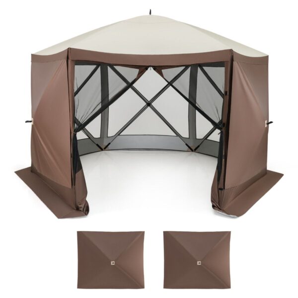 Coast - Faltbarer Pavillon - Für 8 bis 10 Personen - 350 x 350 cm - Kaffeefarbe Hobby & Sport