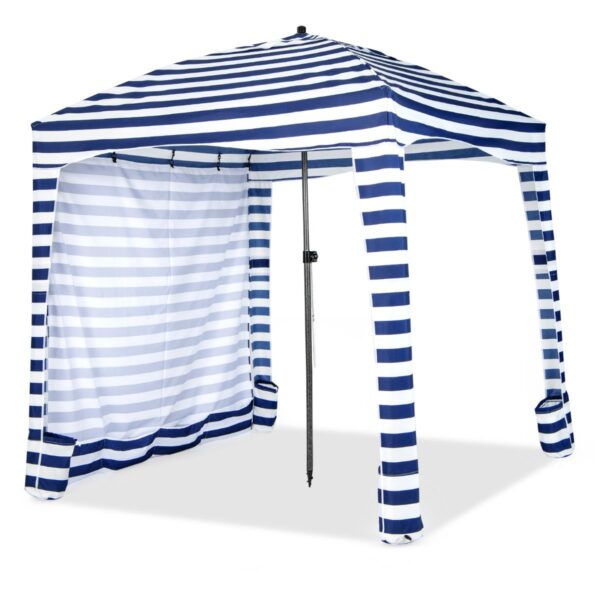 Coast Faltbares Strandzelt - Mit Tragetasche - Abnehmbare Seitenwand - 183 x 183 x 215-240 cm - Blau mit Weiß Haus & Garten
