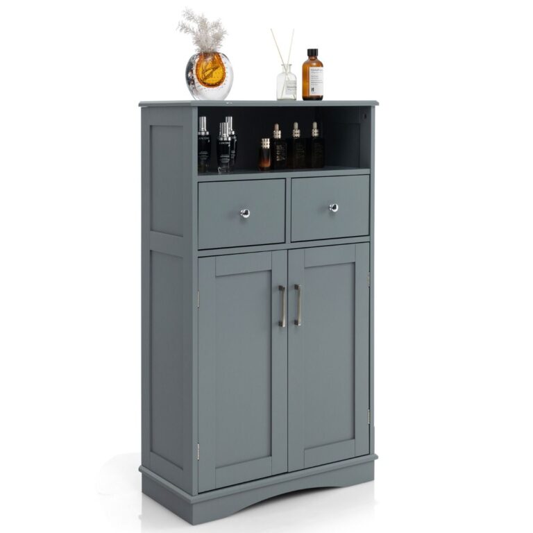 Coast Freistehender Badezimmerschrank - mit 2 Schubladen 2 Türen - Grau - 60 x 30 x 108 cm Wohnen & Kochen