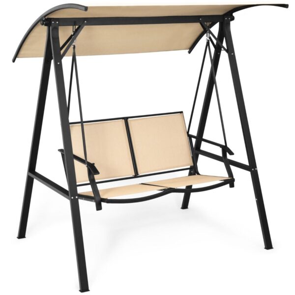 Coast Gartenschaukel mit Vordach - 2-Sitzer - Metallrahmen - 152 x 112 x 165 cm - Beige Haus & Garten
