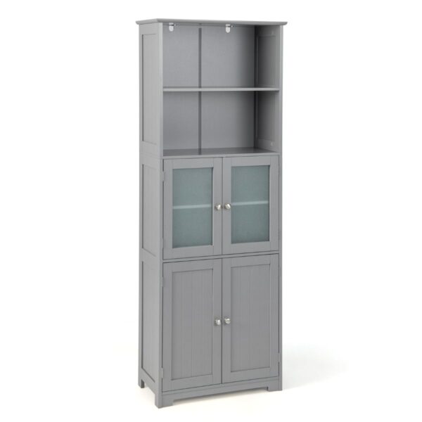 Coast Lagerschrank freistehend - 2 Schränke + 2 Einlegeböden - 60 x 30 x 163 cm - Grau Wohnen & Kochen
