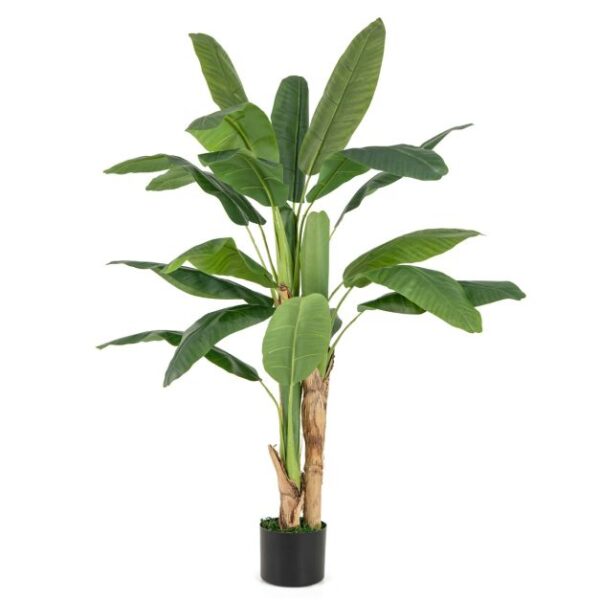 Coast - Lebendiger künstlicher Bananenbaum 150 cm (Grün) mit Zementtopf und 18 großen Blättern Wohnen & Kochen