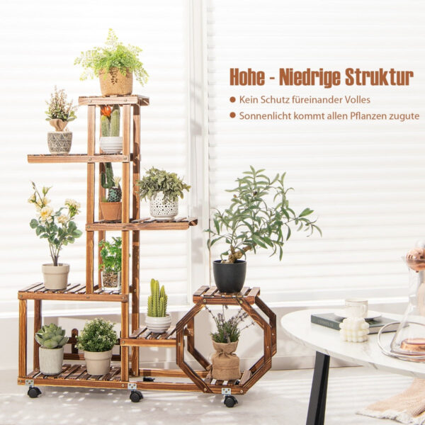 Coast Multi -Layer Plant Stands gemaakt van houten beweegbare bloemplank 107 x 29 x 74 cm Natuur Wohnen & Kochen