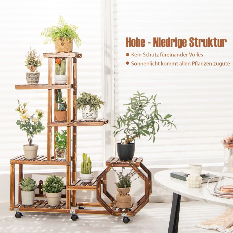 Coast Multi -Layer Plant Stands gemaakt van houten beweegbare bloemplank 107 x 29 x 74 cm Natuur Wohnen & Kochen