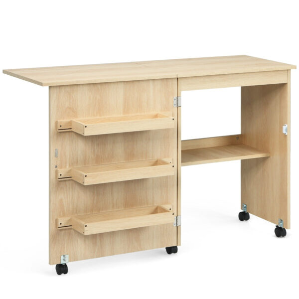 Coast - Nähmaschinentisch mit Rollen - klappbar - heller Nussbaum Wohnen & Kochen