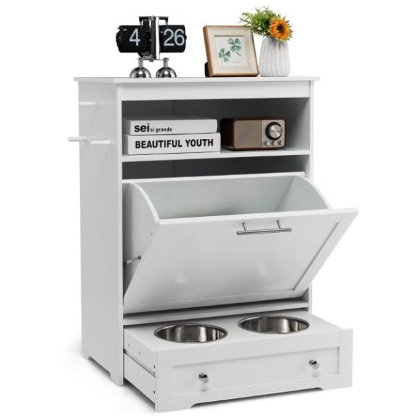 Coast Pet Station Holz-Futternapfstation für Haustiere – Grau/Weiß