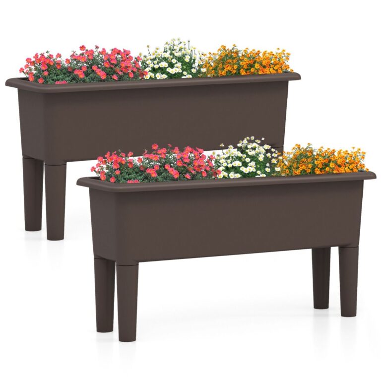 Coast Pflanzgefäß erhöht - 2er Set - Kunststoff - Max. 30 kg - 80 x 30 x 40 cm - Braun Haus & Garten