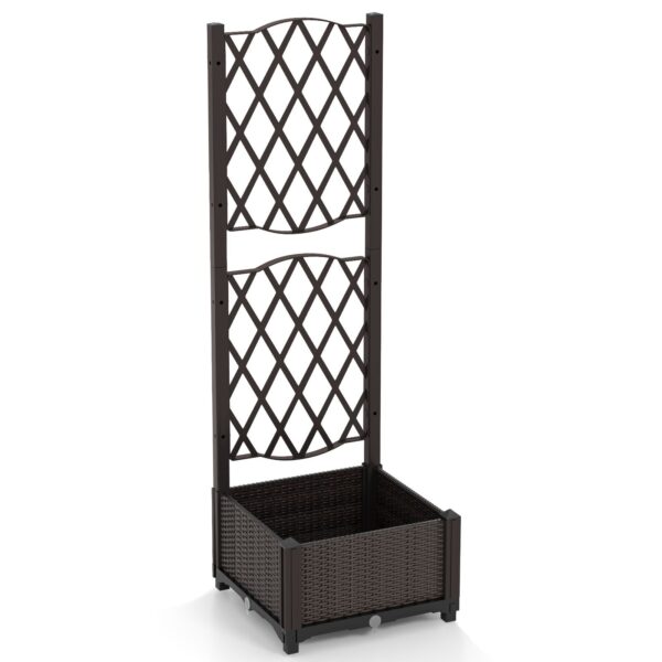 Coast Pflanzgefäß mit Klettergerüst - Rattan - 40 x 40 x 122 cm - Braun Haus & Garten