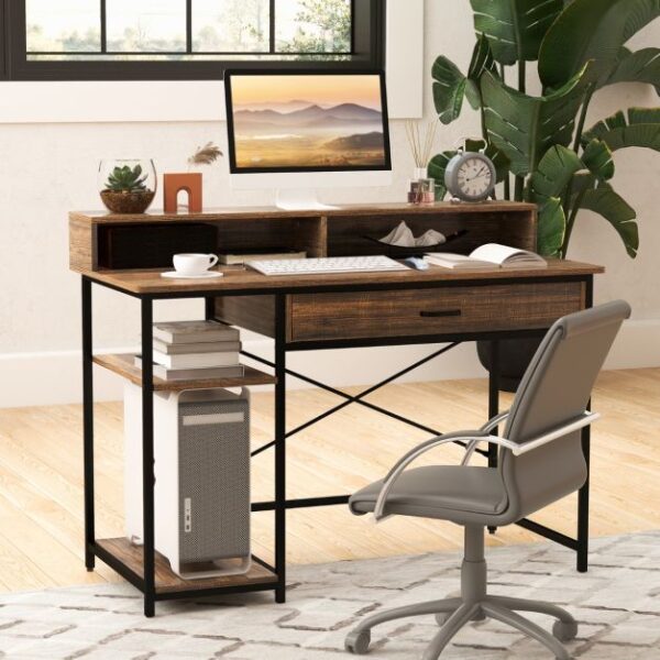 Coast Schreibtisch mit Monitorständer und einer Schublade - Braun - 120x56x90