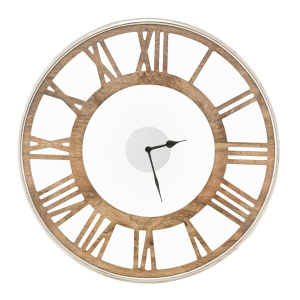 Coast Silent Wanduhr - Klassischer Rahmen - Römische Ziffern - 51 x 51 x 5 cm - Naturholz Wohnen & Kochen