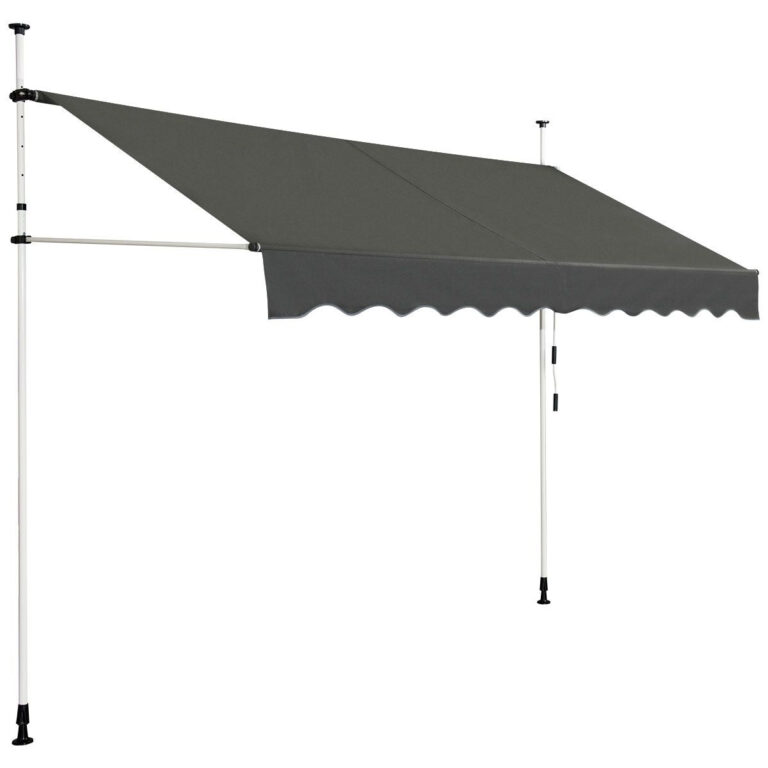 Coast Teleskopmarkise Sonnenschutz Höhenverstellbare wasserdichte Markise 300 x 120 cm Grau Haus & Garten