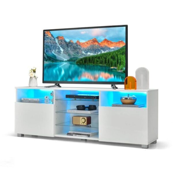Coast TV-Möbel - mit LED-Beleuchtung und Stauraum - 146 x 35 x 53 cm - Weiß Wohnen & Kochen