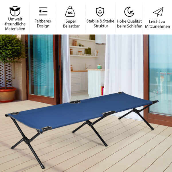 Coast veldbed camping bed metalen frame opvouwbaar vouwbed veerkrachtig tot 135 kg 190 x 67 x 42 cm blauw Vertaald