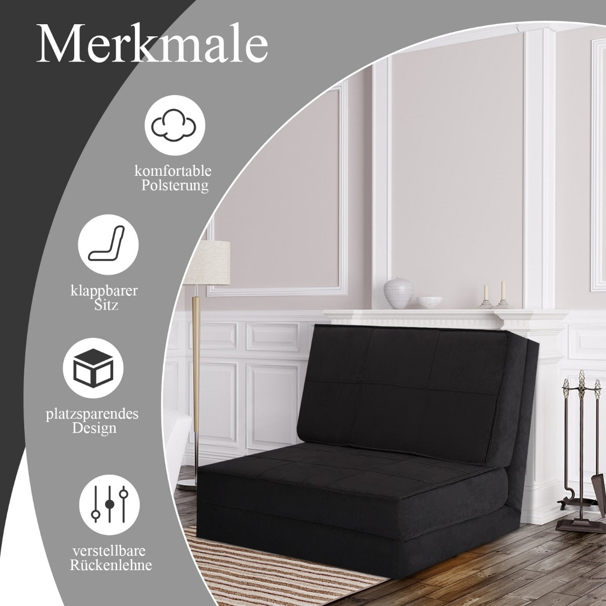 Coast vouwende bank drievoudige opvouwbare slaapbank met 5 rugleuning posities zwart Vertaald Coast vouwende bank drievoudige opvouwbare slaapbank met 5 rugleuning posities zwart Vertaald