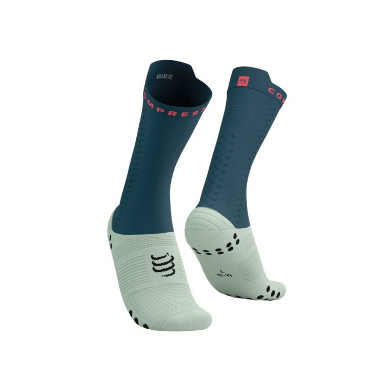 Compressport Pro v4.0 Bike Socken Blau Grün.