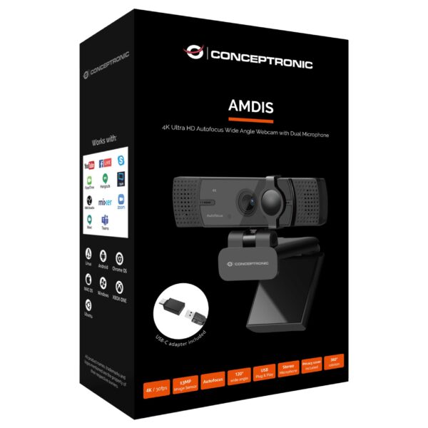 Conceptronic AMDIS08B - 4K Ultra HD WebcamNeuware - Peripheriegeräte