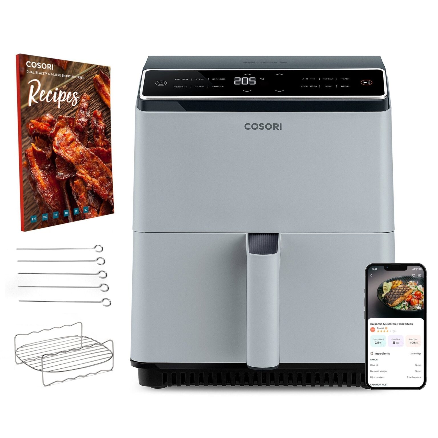 Cosori 6.4-Liter Smart Heißluftfritteuse Dual Blaze & Zubehör