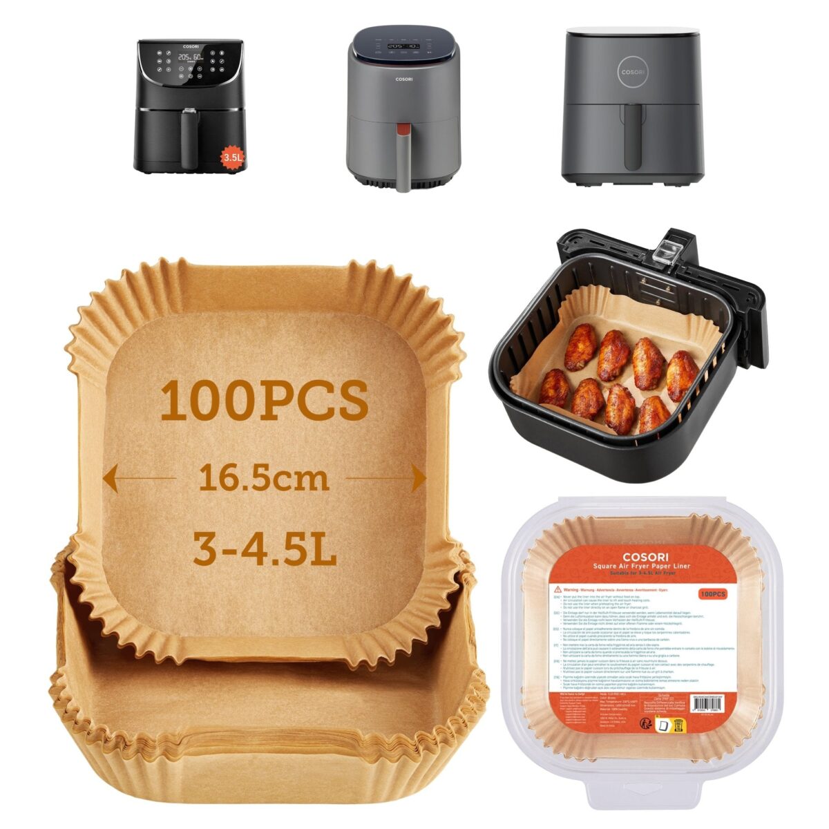 COSORI Backpapier für Heißluftfritteuse 3-4.5L