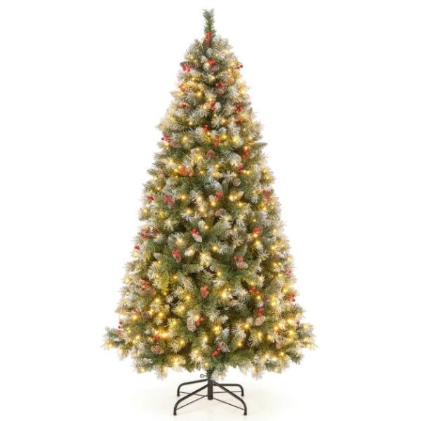 Cost - Künstlicher Weihnachtsbaum mit Lichtern - 420 Led-Lampen - Weiß/Grün - 195x106 cm Weihnachten