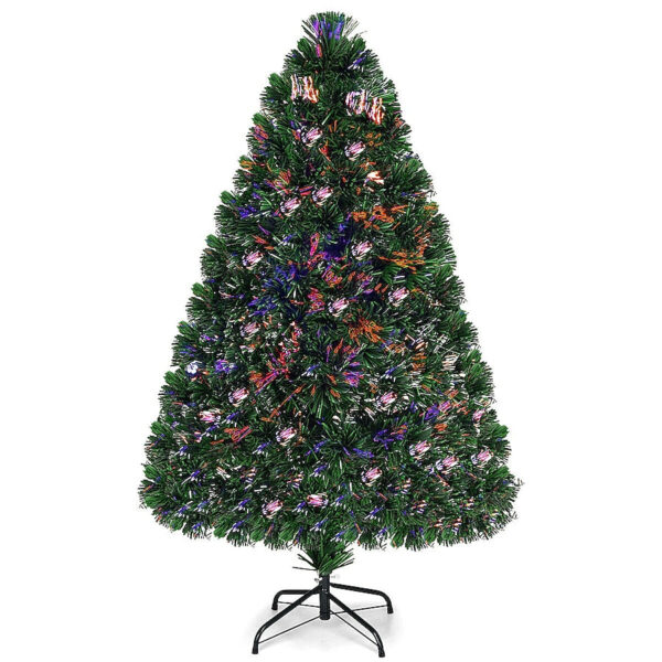 Costway Künstlicher Weihnachtsbaum - Inkl. LED-Lichter & Sockel - 122 x 25 x 8