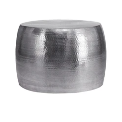 Couchtisch Ø 59x41cm Silber aus Aluminium-Legierung in Hammerschlag-Technik WOMO-DESIGN 1395