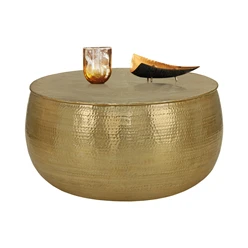 Couchtisch Ø 90x45 cm Gold aus Aluminium in Hammerschlag Optik WOMO-Design 1549