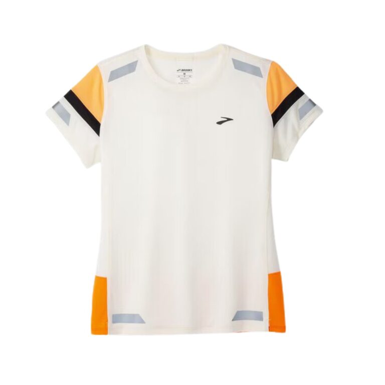 Damen Brooks Run Visible 2.0 Kurzarmshirt Weiß Orange