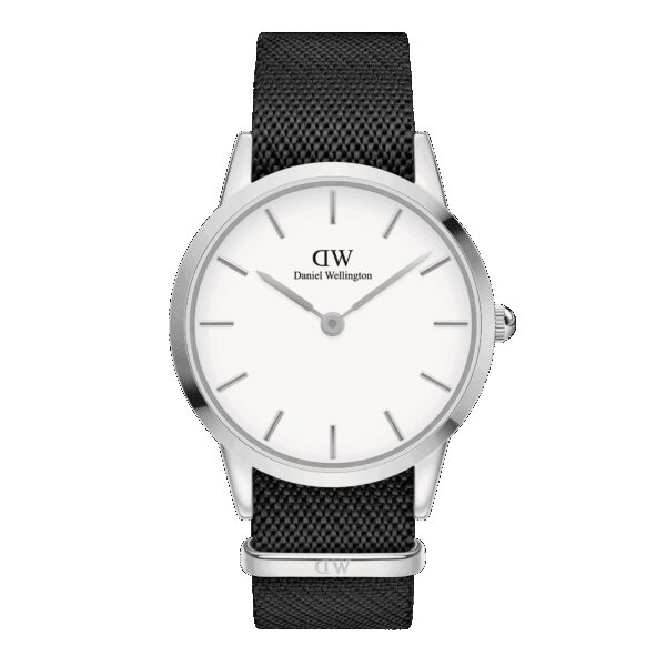 Daniel Wellington DW Uhr Iconic Black NATO White Dial 40mm Silver